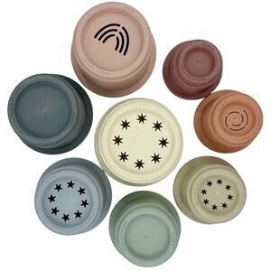 Mushie Original 8 piece Baby Stacking Cups Neutral Tone Unisex Kids Nesting Toy